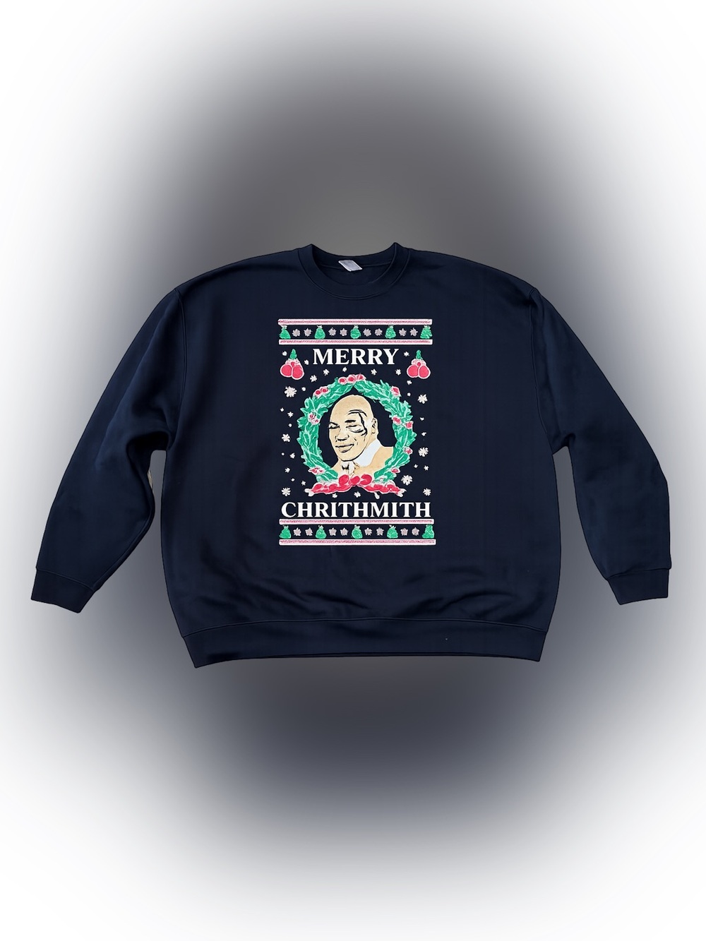 Mike Tyson Merry Chrithmith Ugly Christmas Sweatshirt Black 3XL Gildan Humor